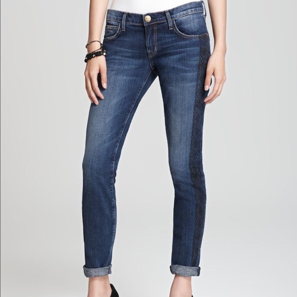 Current Elliott The Rolled Skinny Tux Black Lace